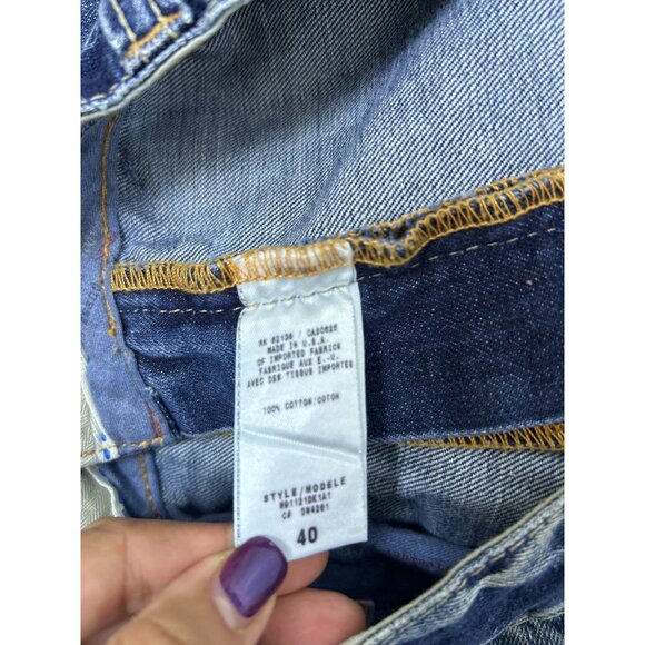 Vtg Guess Premium Rebel Jeans Men's 40x32 Straight Fit Blue Distressed Zip Poc - Picture 6 of 12